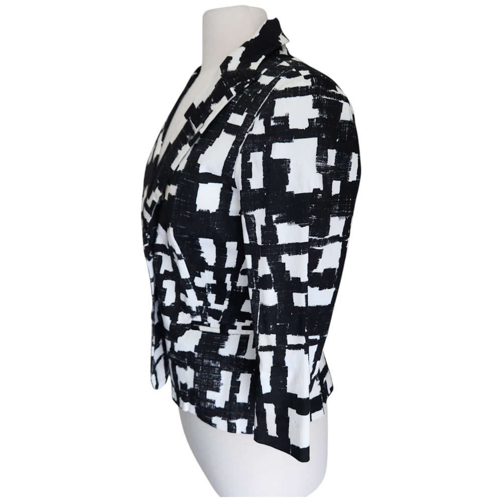 Sandro Jacket Women's Medium Blazer Academia Office Cropped Black‎ White - Picture 2 of 12